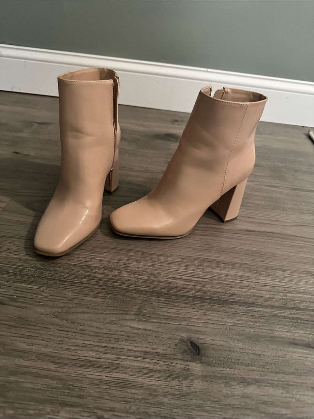 Jennifer Lopez Blush Nude Block Heel Ankle Boots